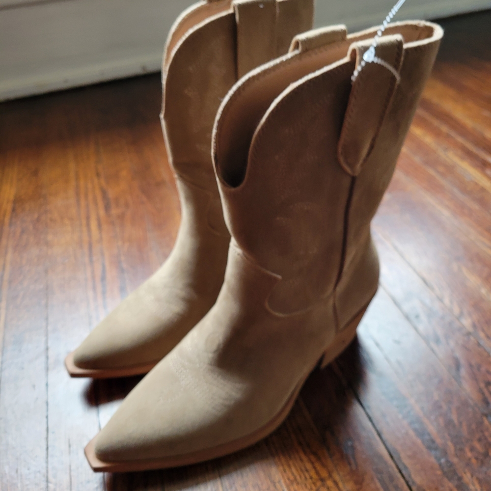 mi.im Claire Taupe suede ankle booties, Block Heel Western Size 6 - Picture 5 of 15